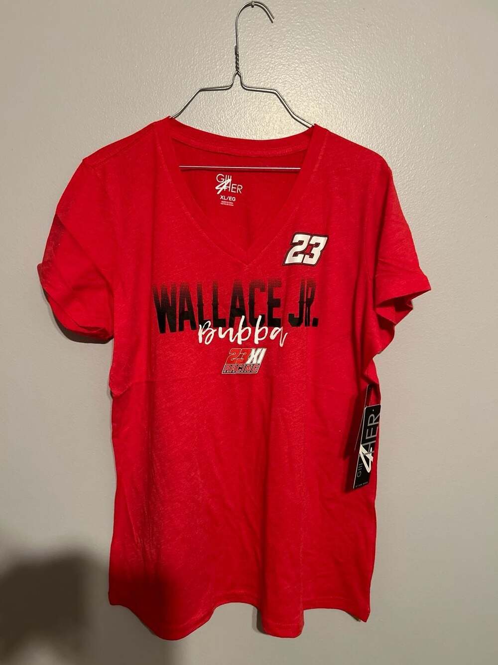 Women's Bubba Wallace G-III 4Her by Carl Banks Red Snap V-Neck T-Shirt,